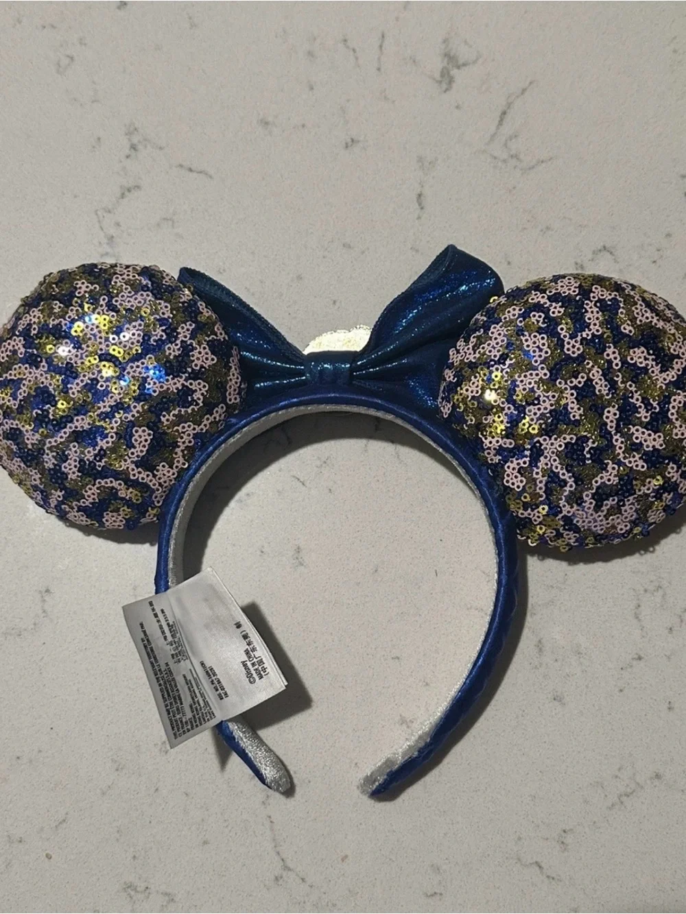 Disney Parks Annual Passholder Exclusive Ears Headband Blue & Gold Sequins
